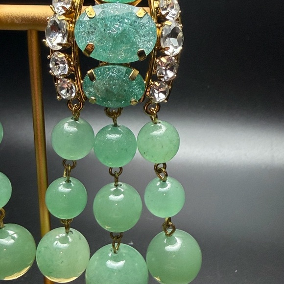 Catwalk Jon Jade and glass Green Dangle Earrings - Picture 2 of 5